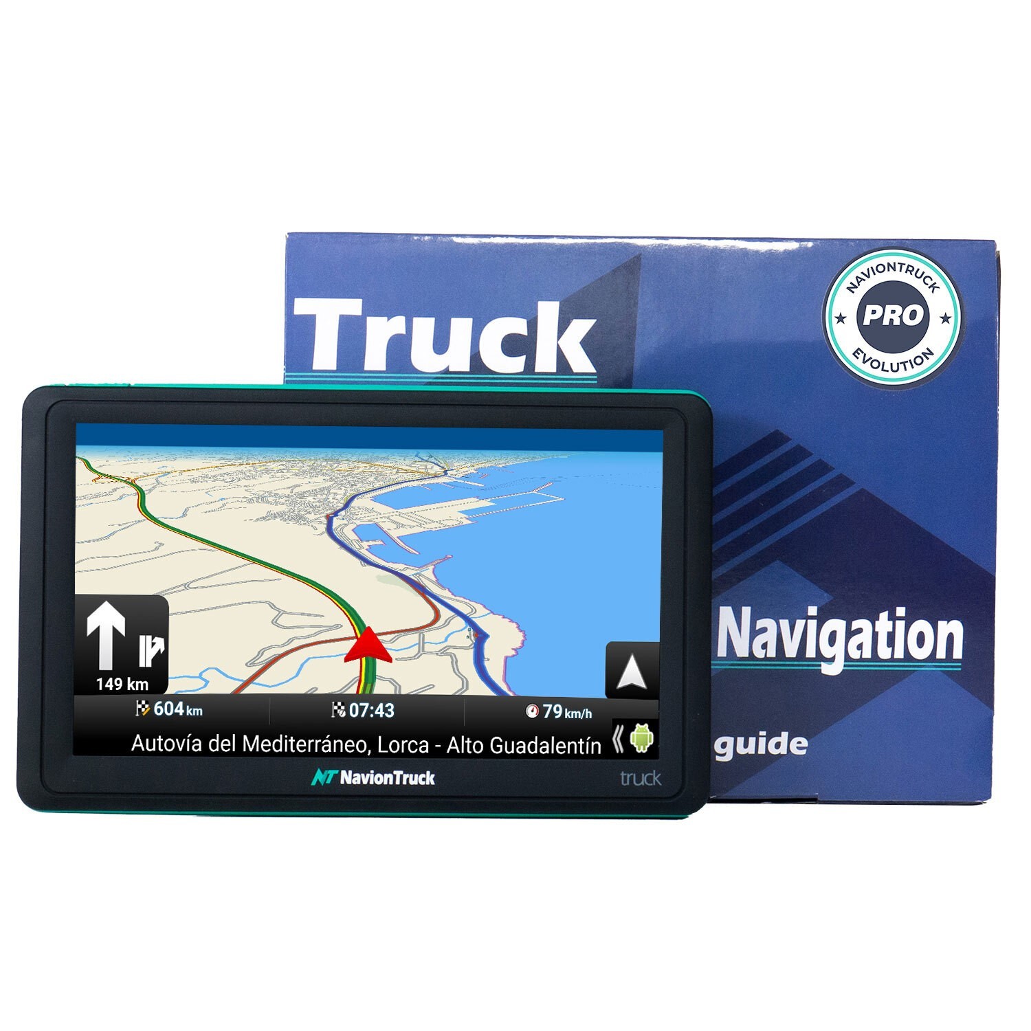 GPS pour Camions Pack Navion X7 Truck PRO Evolution + Visière + Housse de Protection + Verre Trempé