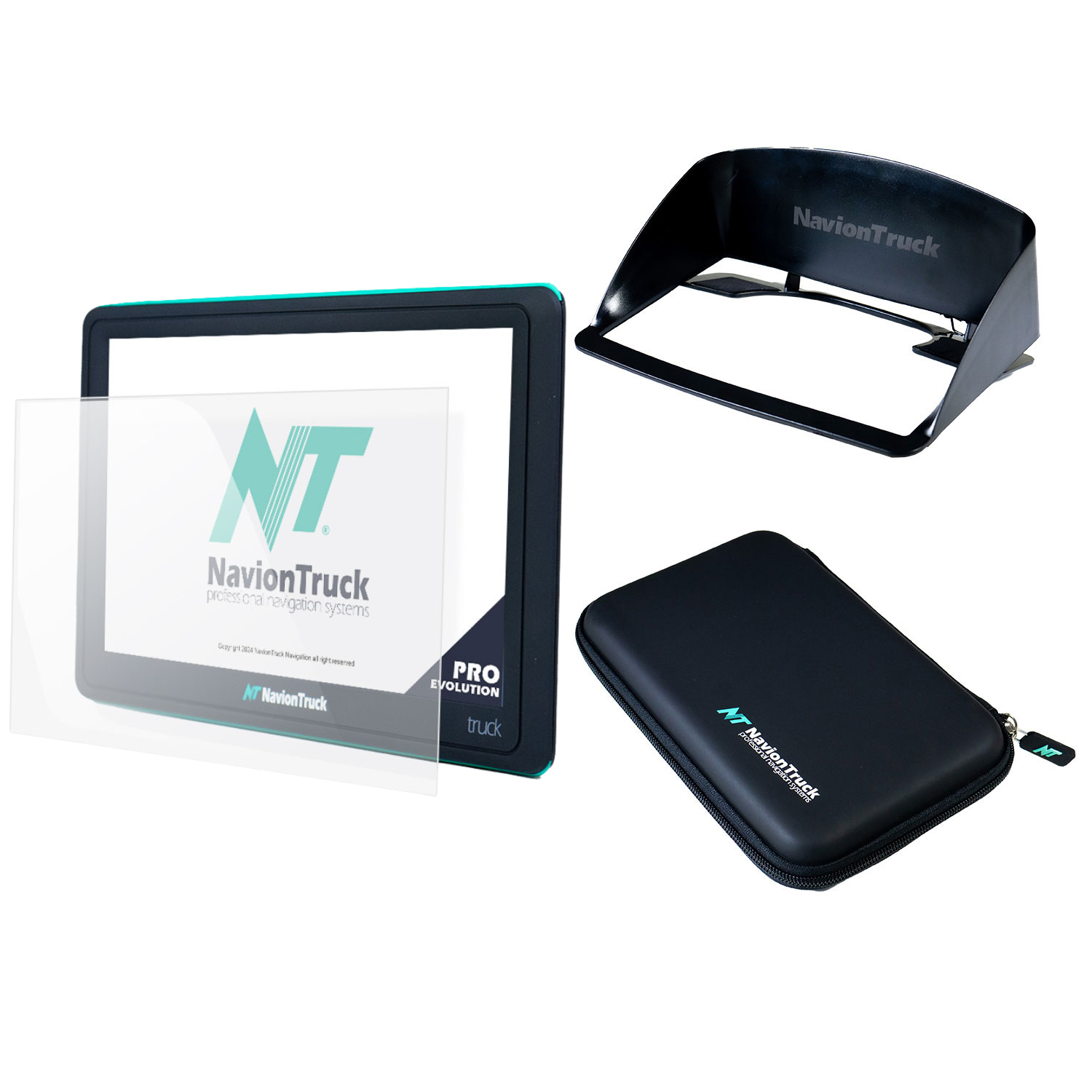 GPS pour Camions Pack Navion X7 Truck PRO Evolution + Visière + Housse de Protection + Verre Trempé