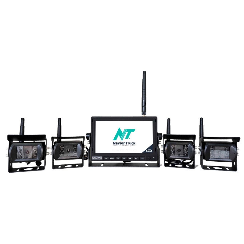 KIT de Caméras Sans Fil, Marche Arrière, Vision 360º avec 4 Caméras et Écran de 7 Pouces - Navion CAM View QUAD