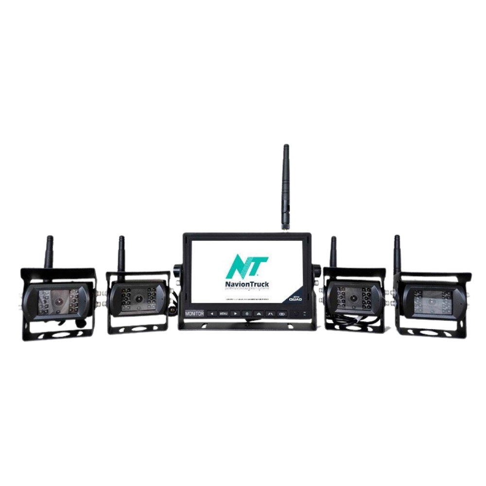 KIT de Caméras Sans Fil, Marche Arrière, Vision 360º avec 4 Caméras et Écran de 7 Pouces - Navion CAM View QUAD
